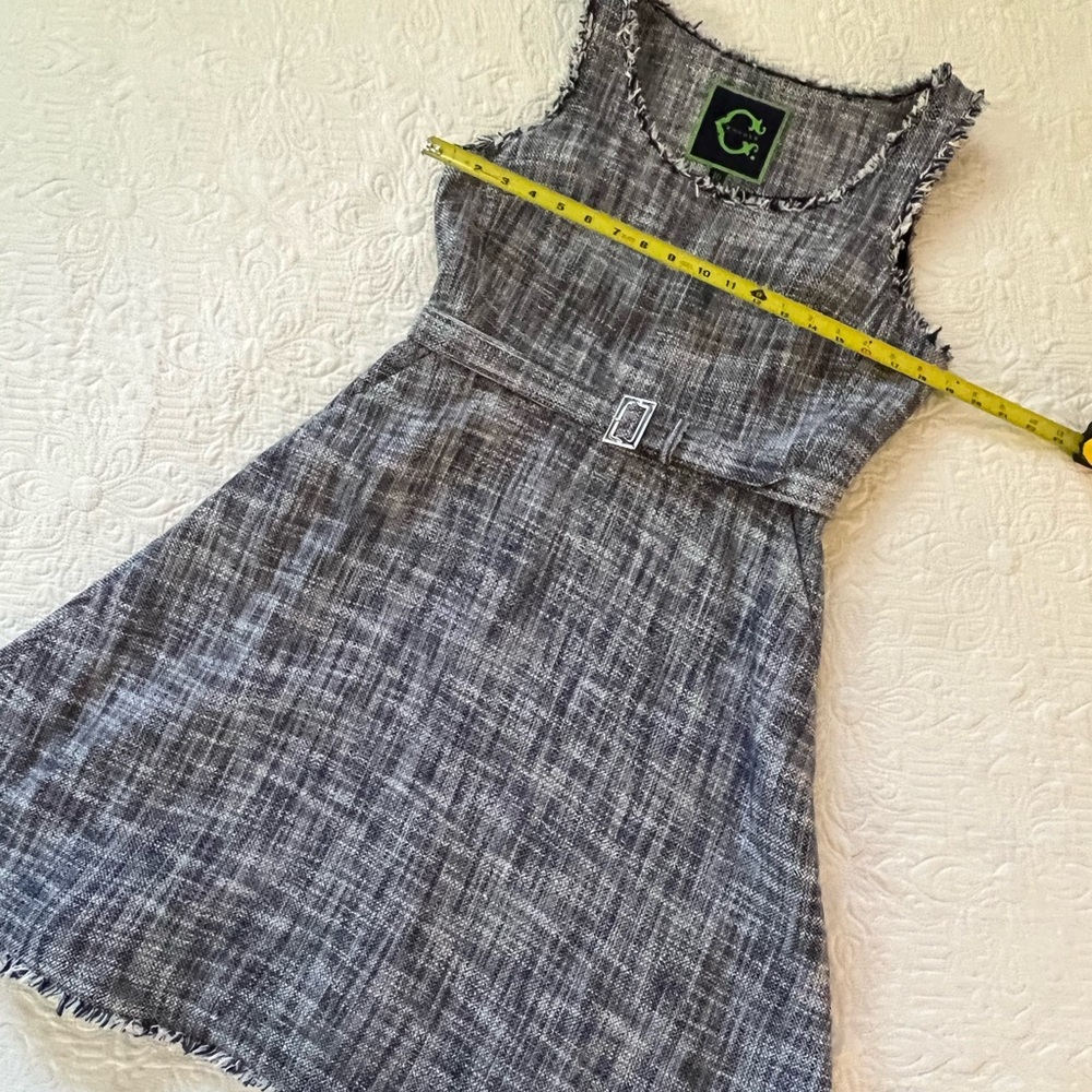 C. Wonder Tweed Dress with frayed edges and belt